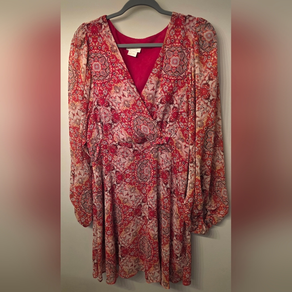 City Chic Red and Cream Floral Dress